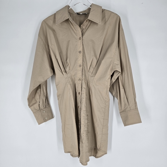 L'Academie Tan Cotton Shirt Dress Size S - Picture 1 of 9